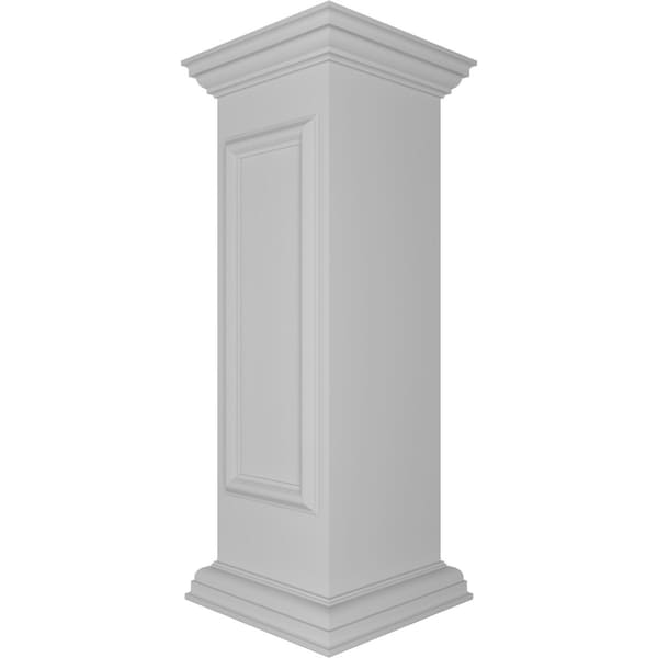 12W X 40H Straight Newel Post With Panel, Peaked Capital & Base Trim (Installation Kit Included)